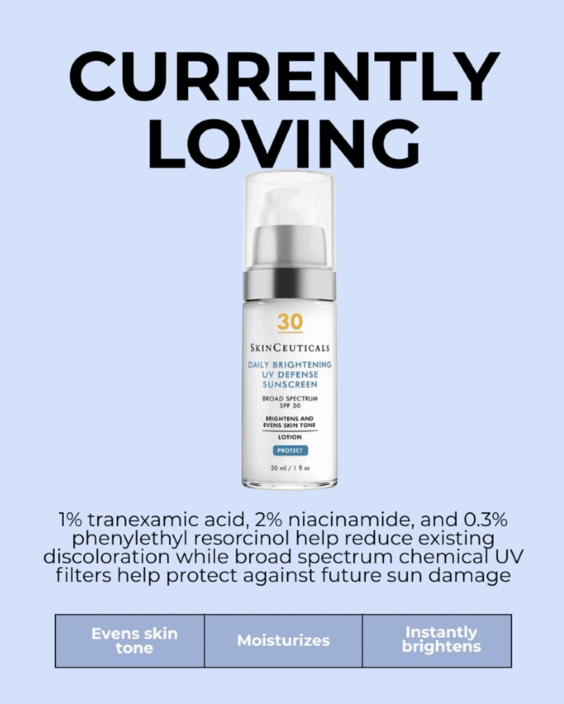 Currently Loving Instagram post featuring a skincare product recommendation using a Brand Gloss content template.