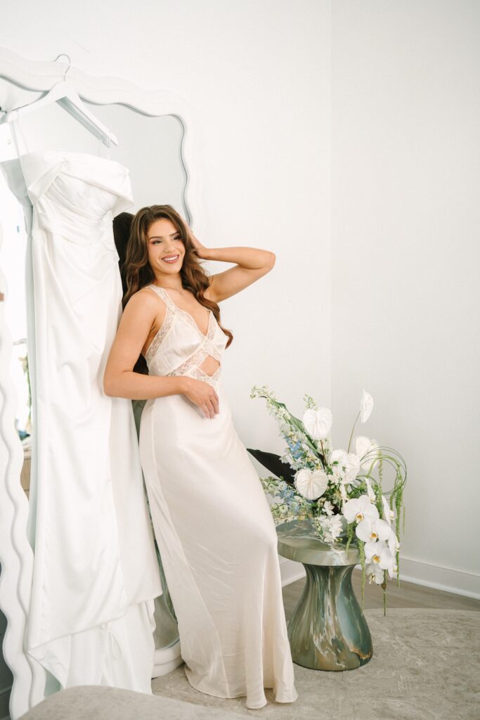 Bridal editorial branding portrait featuring luxury wedding makeup and bridal styling