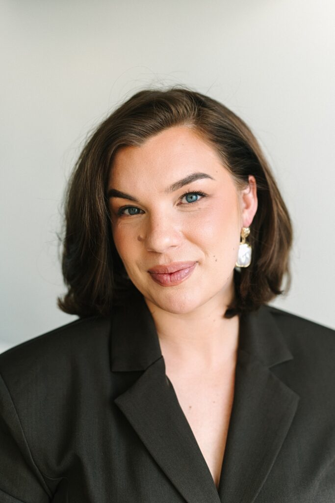 Professional branding headshot of luxury bridal makeup artist Rachel from RCD Artistry by a Richmond branding photographer.
