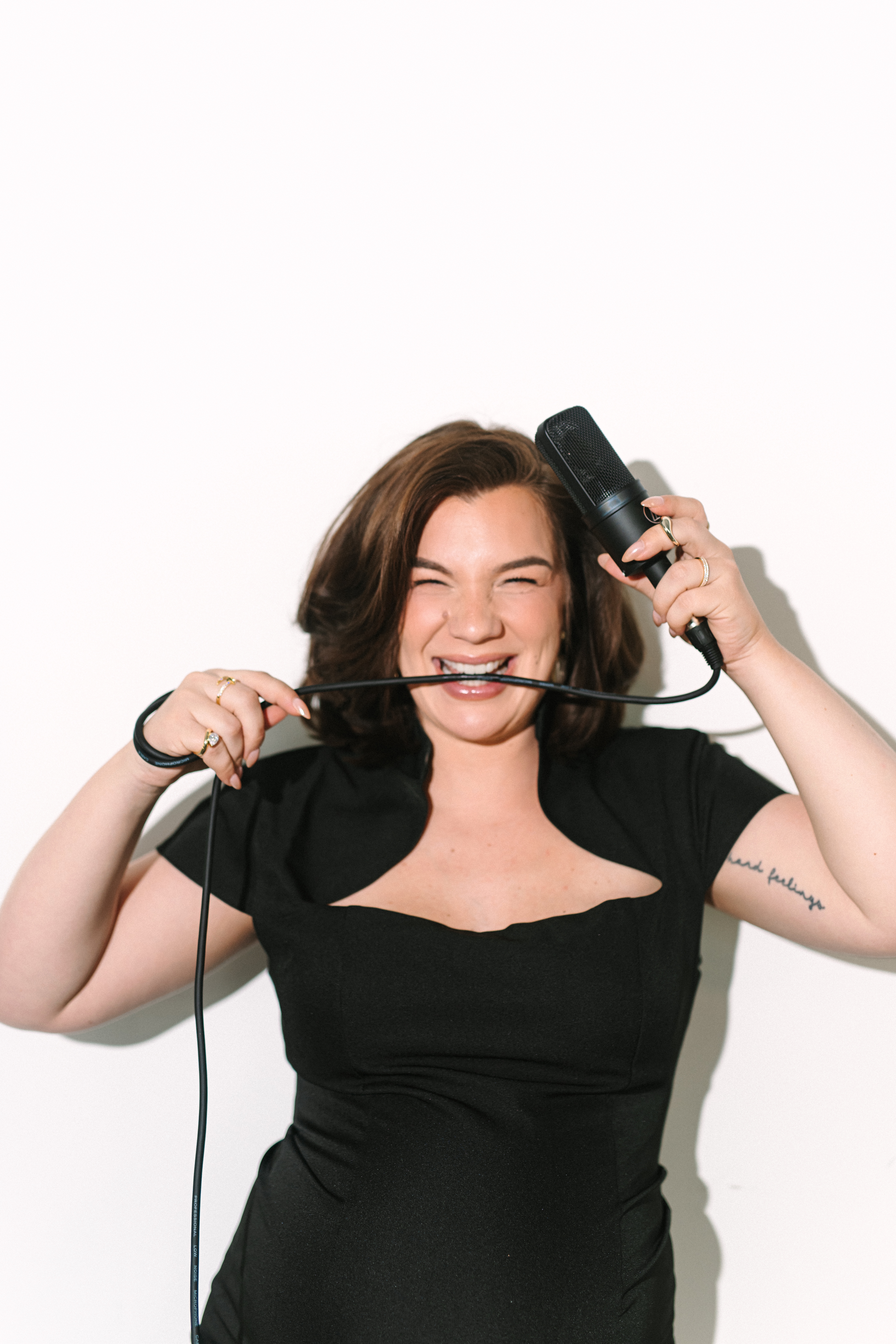 Fun personal branding photo of wedding makeup artist during studio branding session by a Richmond branding photographer.